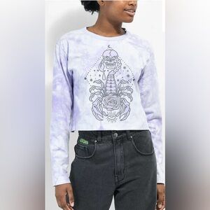 NWT Santa Cruz Scorpio Purple Tie Dye Long Sleeve Crop Top T Shirt Small
